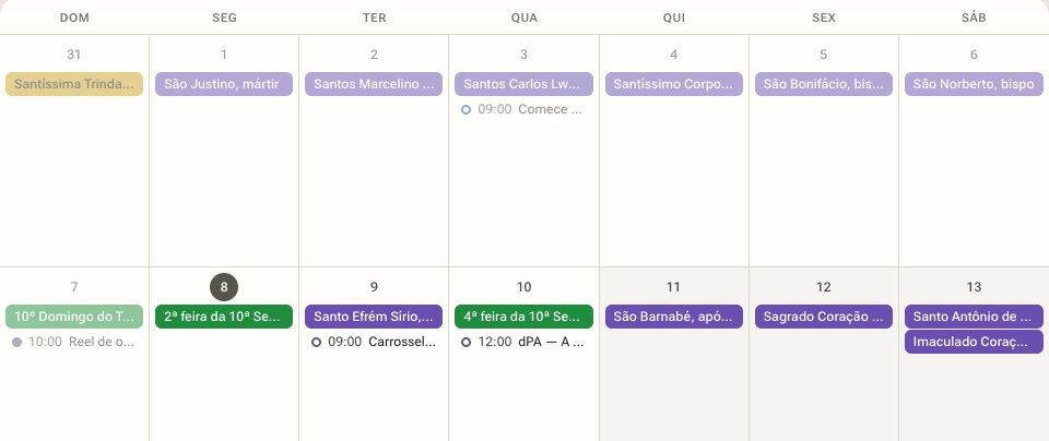Visão Conteúdo: a peça aparece uma vez, no dia da âncora.