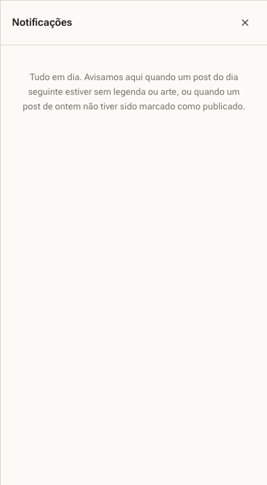 Painel de notificações com avisos, o botão Limpar tudo e o ✓ para resolver cada um.